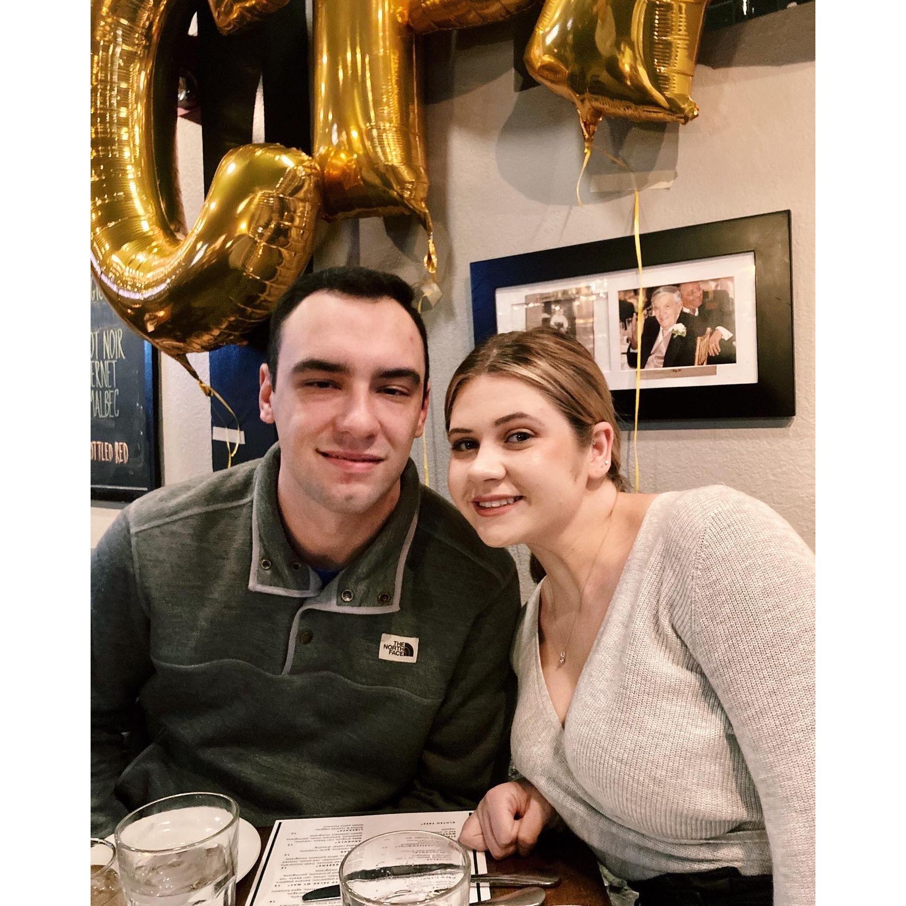 When Brandon passed his CPA exams and we celebrated at our favorite restaurant (Pepps)