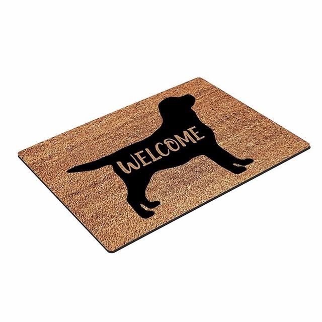 Funny Door Mat Welcome Coir Doormat Black Labrador Retriever - Welcome - Black Lab Doormat Indoor Outdoor Entry for Front Door Home Decor 15.7" x 23.6"