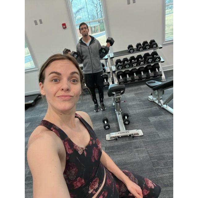 Jonathan made it a point to workout, and Abby joined occasionally...