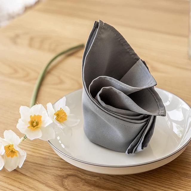 Home Brilliant Cloth Napkins Set of 12, Dinner Napkins Reusable for Wedding Reception Birthday Party Cocktail Anniversary Baby Shower Beverage 17x17 inch, Light Grey