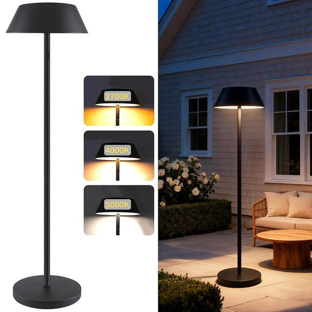 Bobcat Lighting Outdoor Solar Floor Lamp 79”, Cordless Patio Lamp, Dimmable LED Standing Light with 5000mAh Battery, 3 Light Colors, Type-C, Waterproof for Garden Backyard Deck