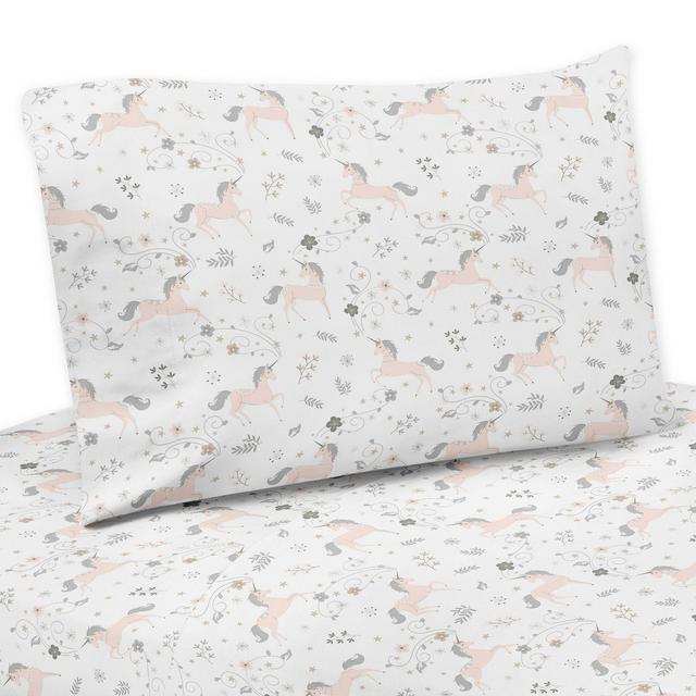 Sweet Jojo Designs Unicorn Twin Sheet Set in Pink