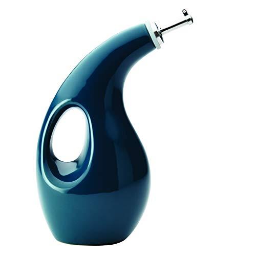 Rachael Ray 46237 Solid Glaze Ceramics EVOO Olive Oil Bottle Dispenser with Spout - 24 Ounce, Blue