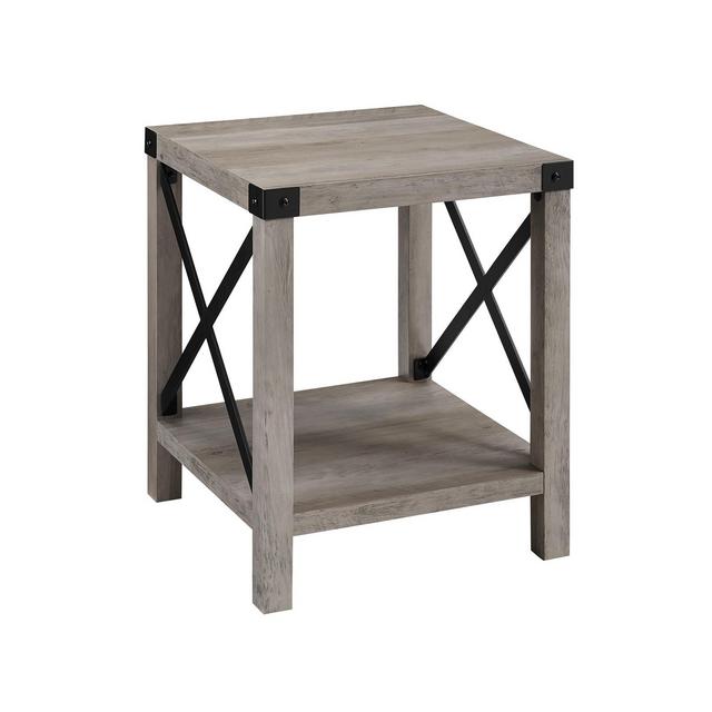 18" Metal X Side Table Gray Wash - Saracina Home