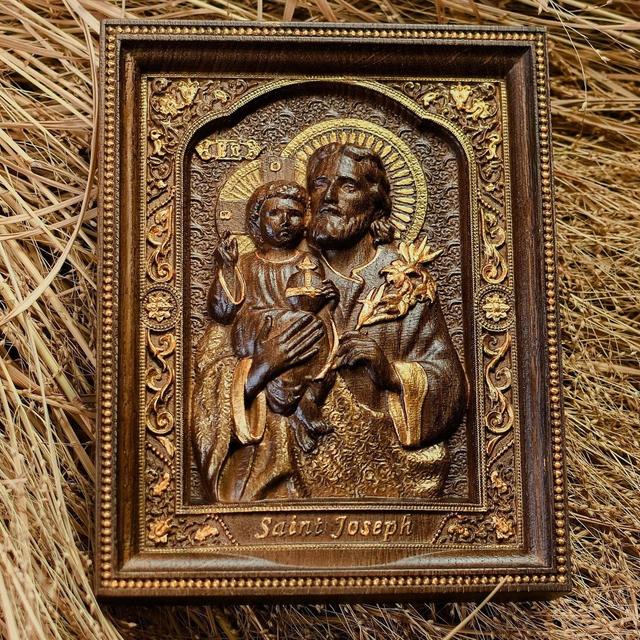 Saint Joseph Wood Carved Religious...