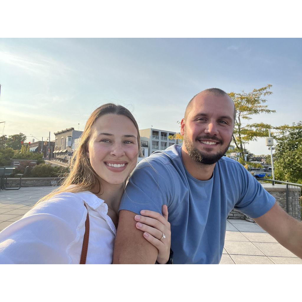 Stayed in Charlevoix, Mi and got dressed up for a nice dinner to celebrate getting engaged!