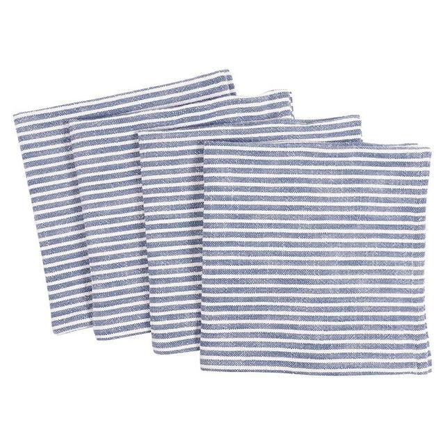 KAF Home Monaco Relaxed Casual Farmhouse Napkin | Set of 4, 100% Slubbed Cotton, 20x20 Inch Cloth Napkins | for Entertaining and Everyday Use (Blue)