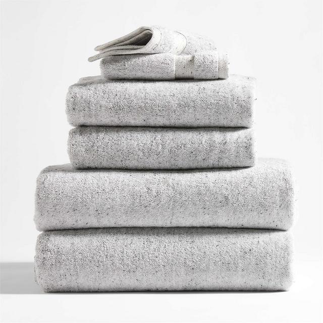 Grey Fleck Organic Turkish Cotton Bath Towels, Set of 6