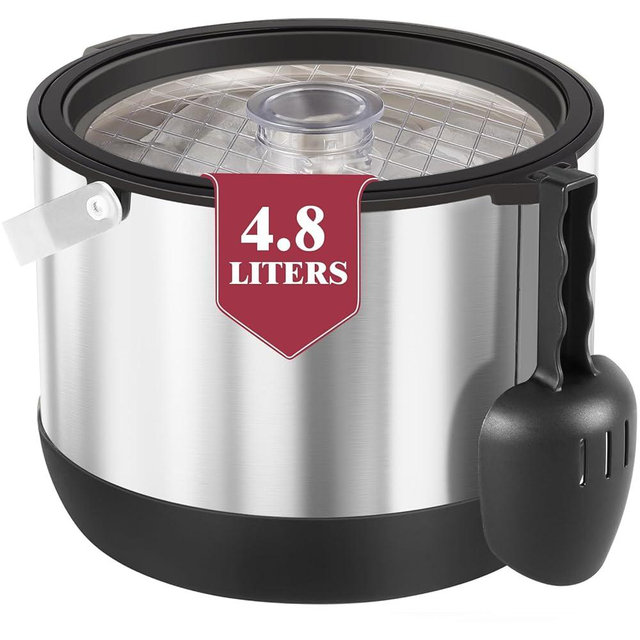 FiveHome 5QT/4.8L Insulated Ice Bucket for Parties, Large Capacity Double-Wall Beverage Bucket with Scoop & Lid for Champagne, Wine, Cocktail (Black)