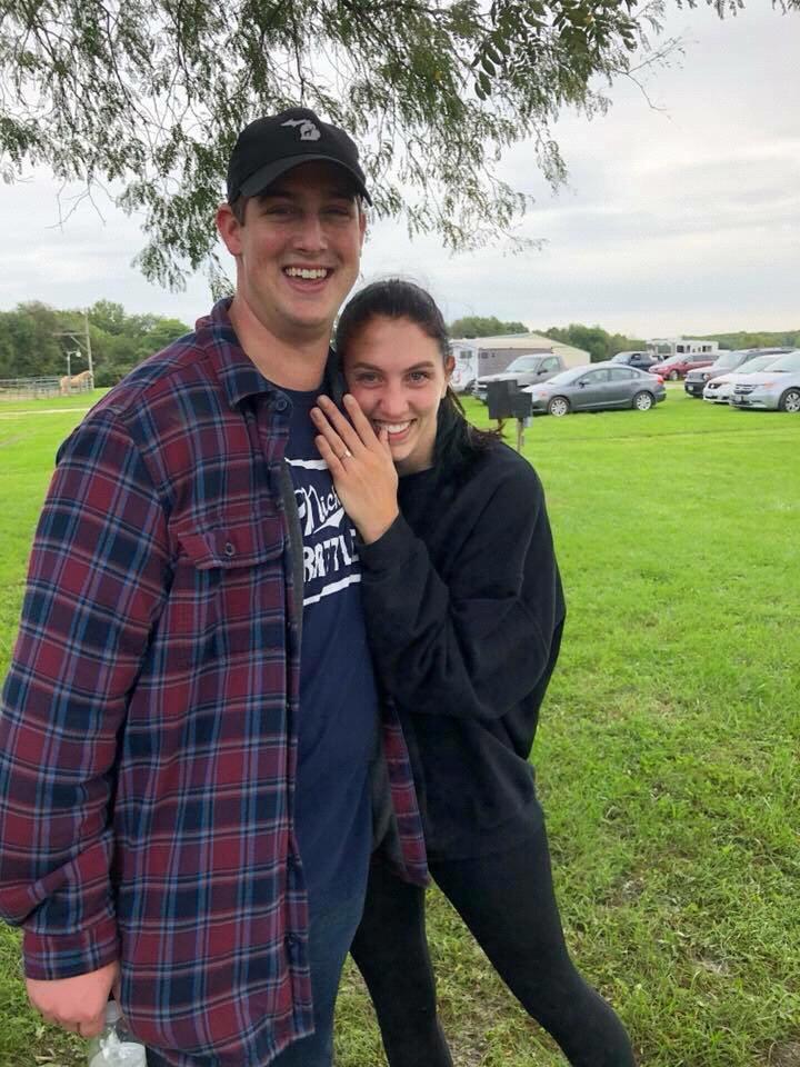 Moments after Jack popped the question at Hannah's grandparents' horse farm!