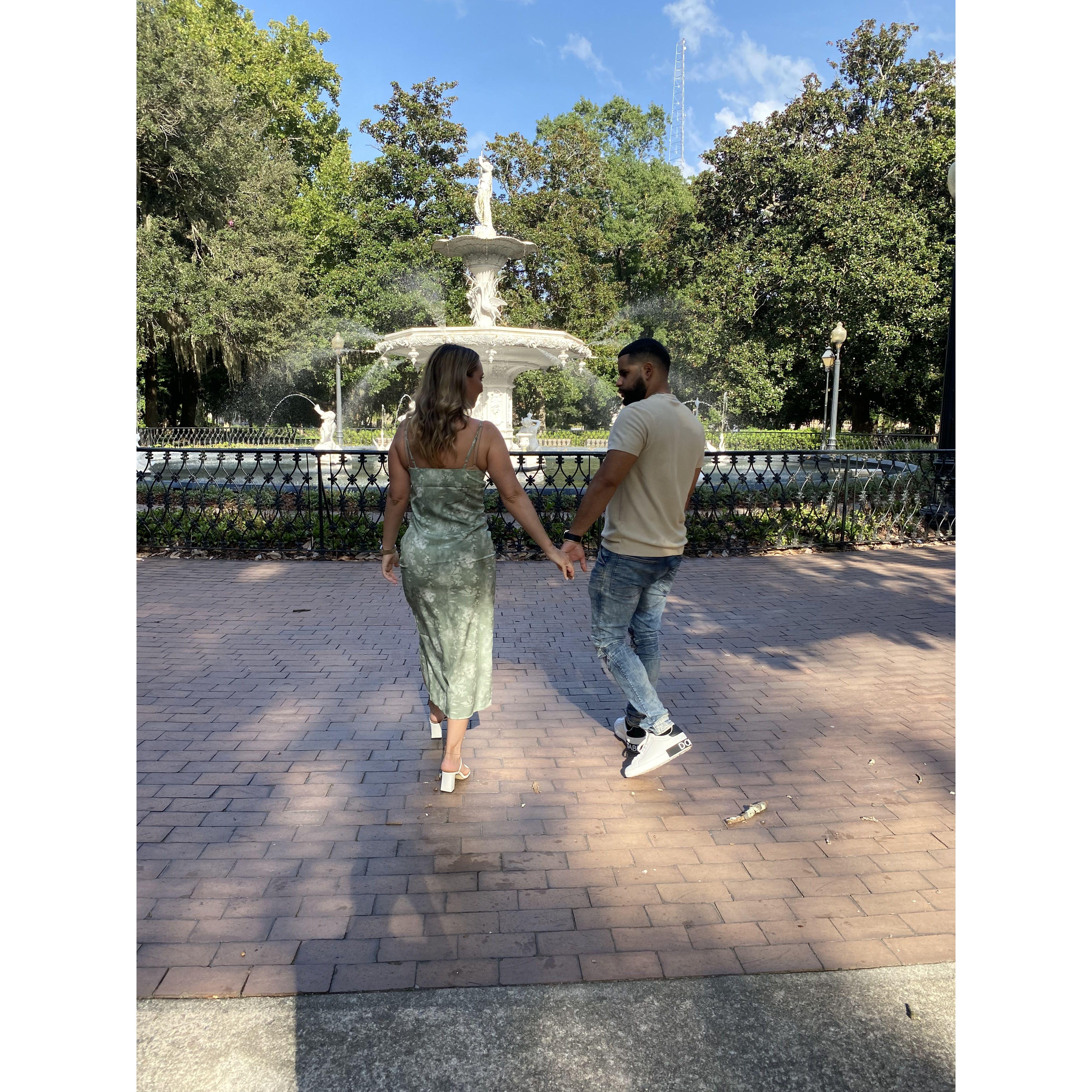 Romantic walk in Savannah, Georgia