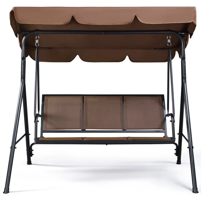 Yaheetech 3-Seat Outdoor Patio Swing Chair for Patio/ Garden/ Yard, Dark Brown