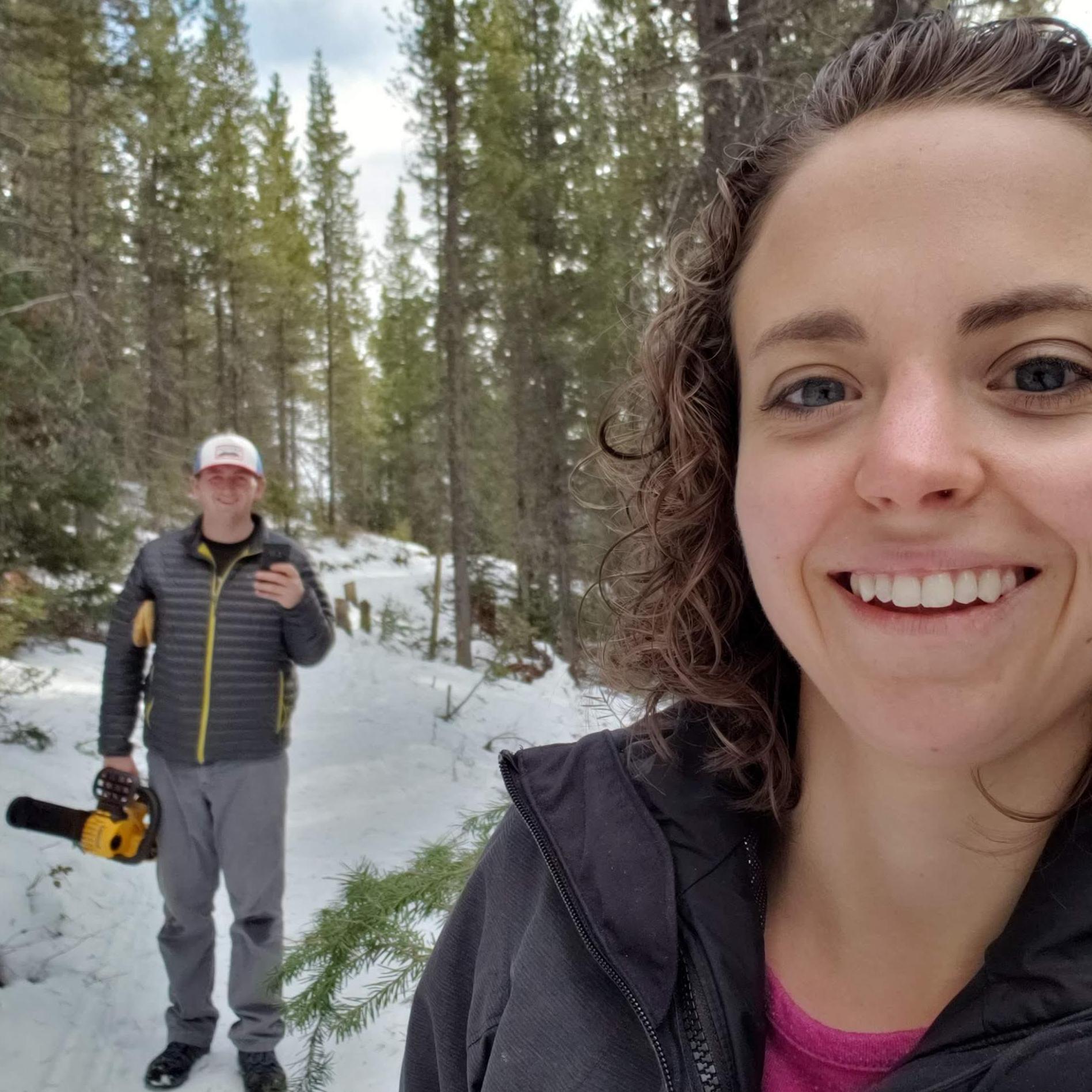 Our yearly tradition of cutting down a Christmas tree at Hyalite Canyon. Brittany tells Jon what tree to get and Jon does all of the work haha.