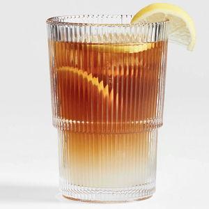 Atwell Stackable Ribbed Highball Glass Set of 12