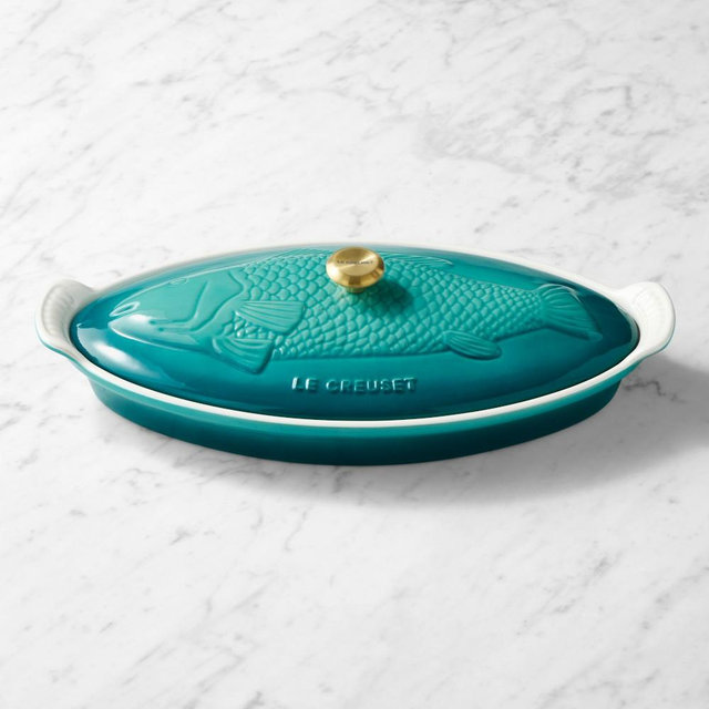Le Creuset Stoneware Oval Fish Baker, 1 3/4 Qt., Riviera