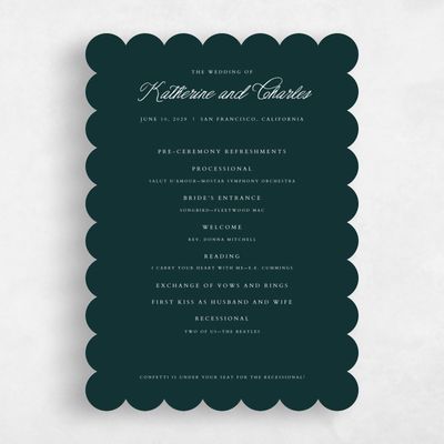 Green Scalloped Wedding Program - Devan