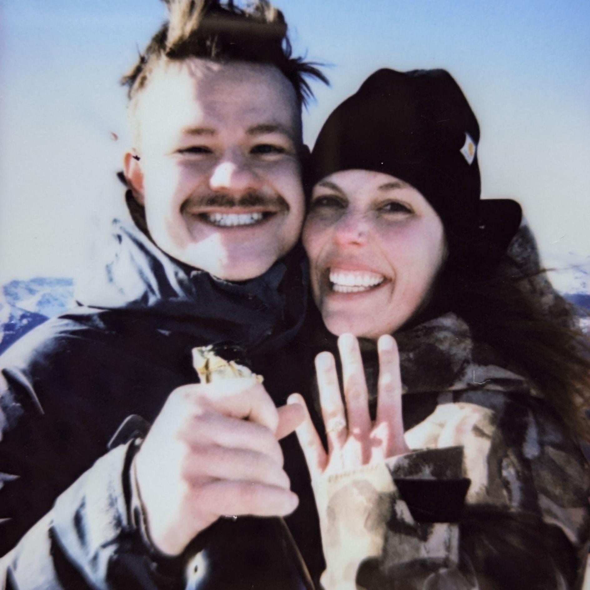 Back on the top of Crystal Mountain where we met, Nate proposed, Kiki said yes! January 2025