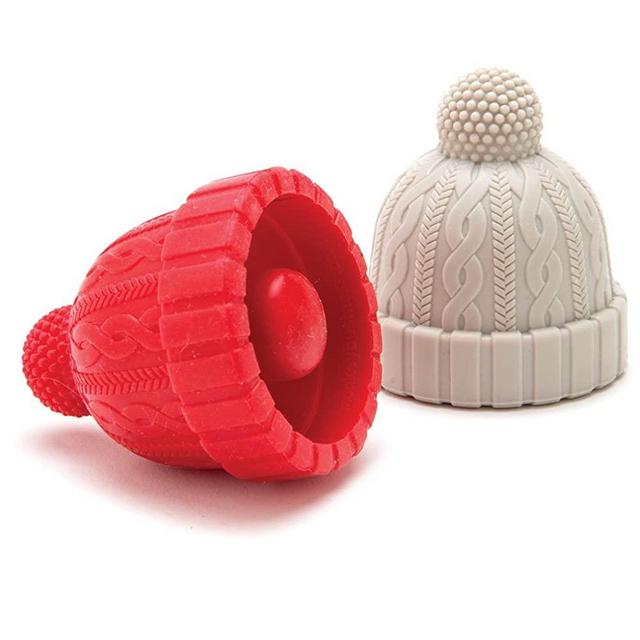 Beanie Cap Decorative Silicone Bottle Stopper in a gift box, Set of Two, Novelty Cork Replacement, Beverage and wine Keeper, champagne bottle stoppers (Red & Grey)