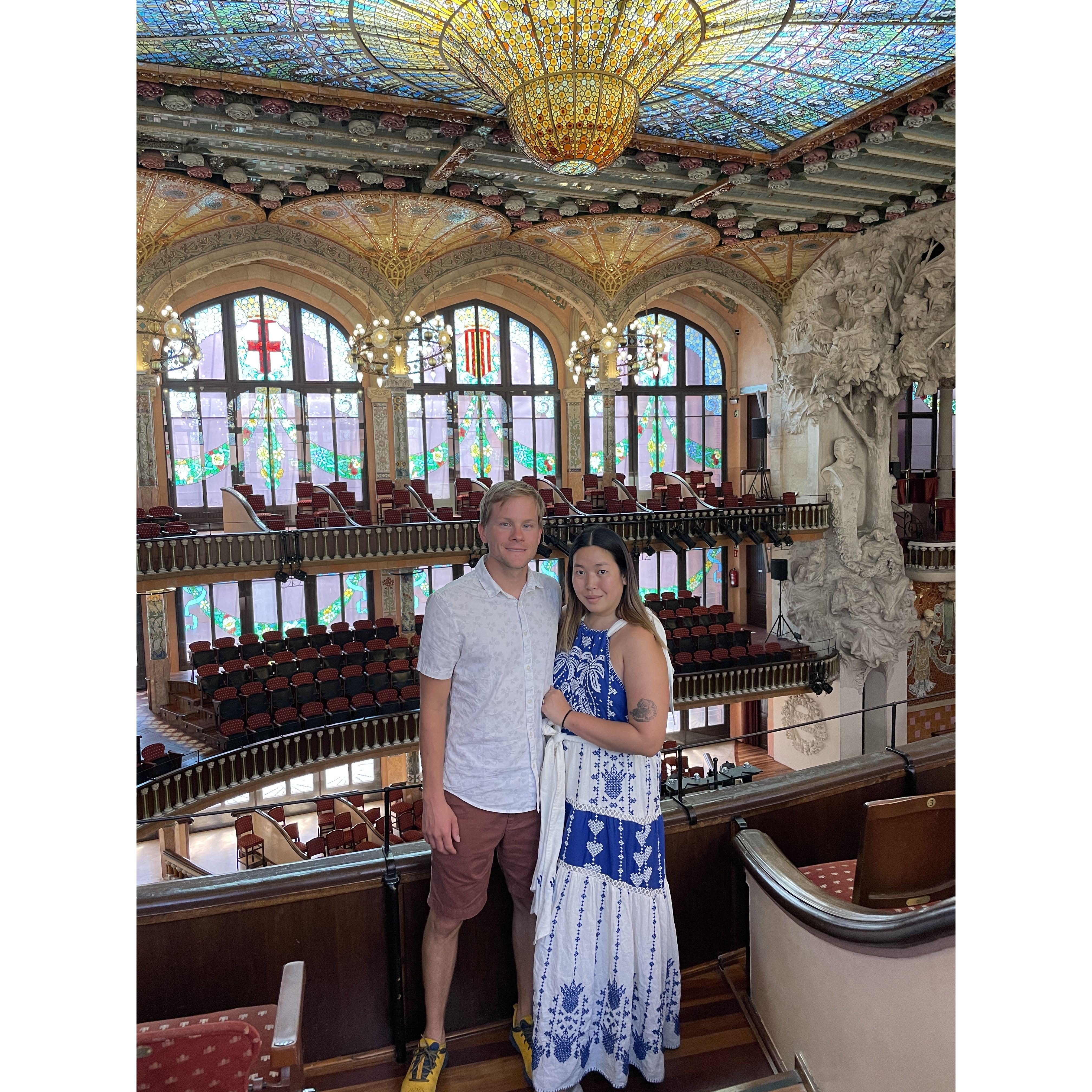 Visiting the Palau de la Musica.