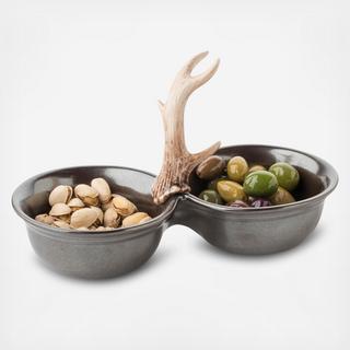 Forest Pewter 2-Bowl Server