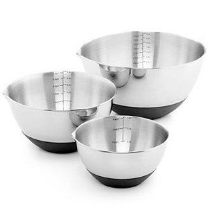 Set of 3 Non-Skid Mixing Bowls with Measurements, Created for Macy's