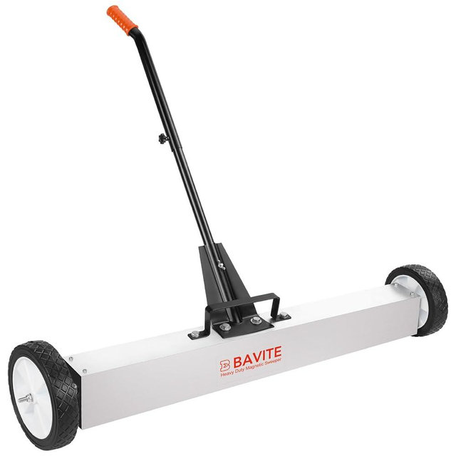 E BAVITE 55lbs Nail Magnetic Sweeper,36 Inches Heavy Duty Telescopic Magnet Broom Large Rolling Nail Finder Magnet Tools with Wheels Cleanup and Long Adjustable Handle for Construction Yard