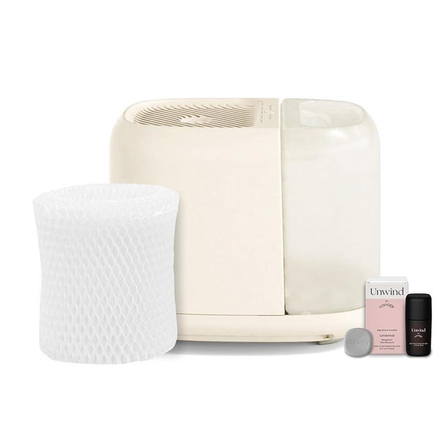 Canopy Large Room Humidifier, Cream, Large Living Space, 36HR Run Time, 5.5L Tank - Includes Canopy Humidifier Plus, Diffusion Well, Unwind Aroma, Filter, Power Cord & Adapter