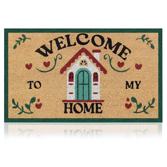 Welcome to My Home - 17"x29" - Coir Door Mat with Heavy Duty Backing - Welcome Mats for Entryway, Porch - Anti-Slip PVC & Coconut Fiber Surface -Natural Home Accessories,Minimalist Original Design