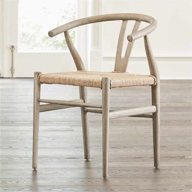 Crescent Weathered Grey Wishbone Dining Chair