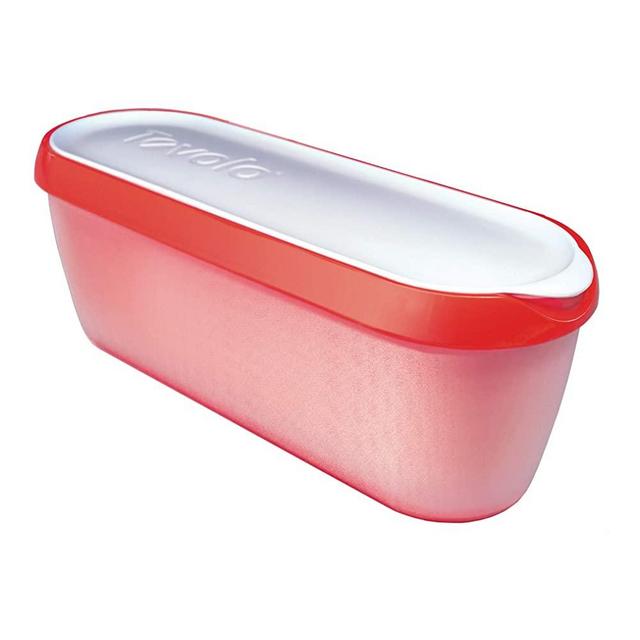 Tovolo 81-2968 Glide-A-Scoop Ice Cream Tub, 1.5 Quart, Insulated, Airtight Reusable Container With Non-Slip Base, Stackable on Freezer Shelves, BPA-Free, Strawberry Sorbet