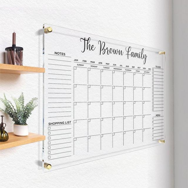 Acrylic Wall Calendar | Personalized Family Planner | Monthly Weekly Calendar | Acrylic Dry Erase Board | Large 2023 Glass Command Center