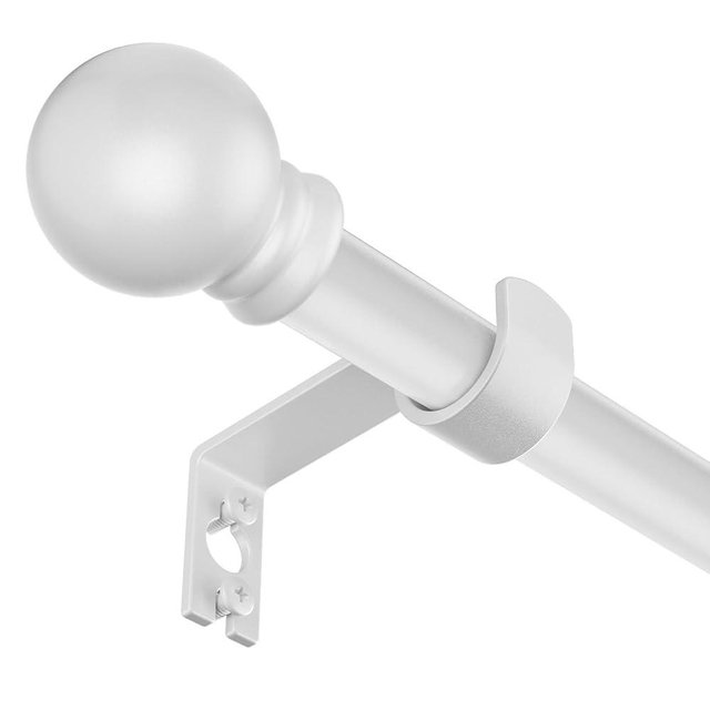 SMODBRODRE Curtain Rods for Window 32 and 48, White 5/8 inch Splicing Single Window Curtain Rod Set with Brackets