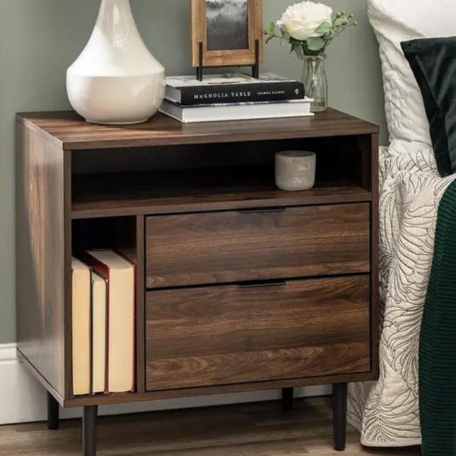 Middlebrook 25-inch Modern 2-drawer Storage Nightstand - Dark Walnut