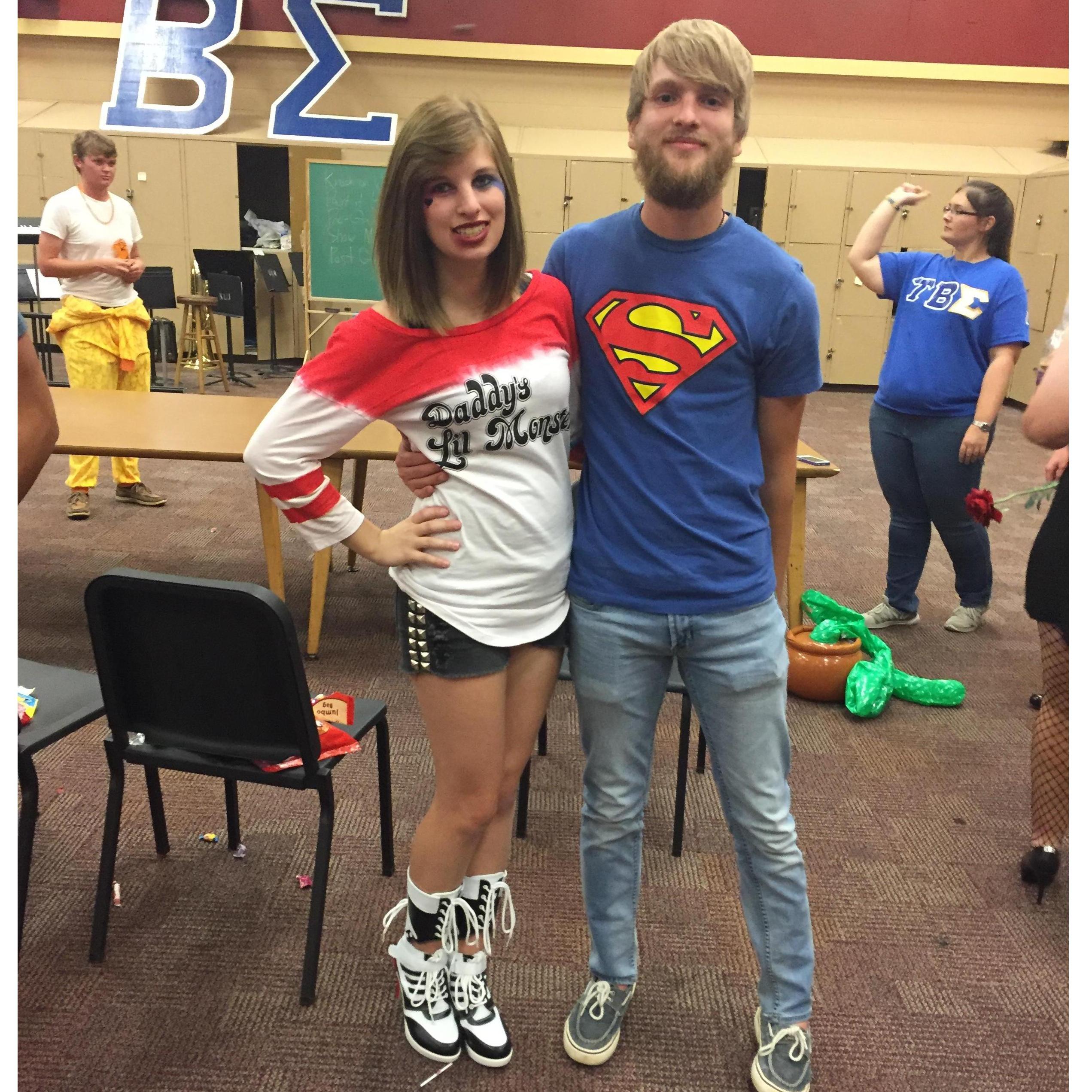 Halloween Band Party 2016. Harley Quinn and Superman fan lol.