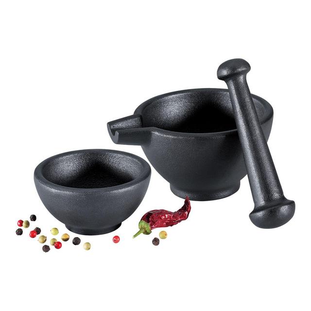 Zassenhaus 3-Piece Cast Iron Mortar and Pestle Set in Black