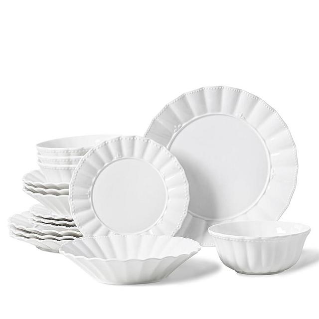 HOMBENE Plates and Bowls Sets, 16 Piece Dinnerware Sets, Porcelain Dinner Set with Plates and Bowls, Ceramic tableware, Modern Bone China Dish Set for 4, GULF LIFE