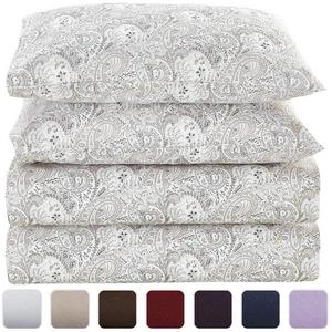 Mellanni Bed Sheet Set - HIGHEST QUALITY Brushed Microfiber 1800 Bedding - Wrinkle, Fade, Stain Resistant - Hypoallergenic - 4 Piece (King, Paisley Gray)