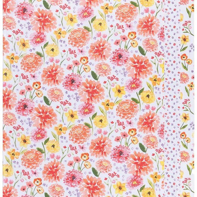 Now Designs Floursack Kitchen Towels Quick Dry Cotton Hand Towel Set, 3 Count, Cottage Floral, 20 x 30 in