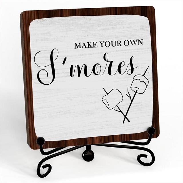 Wedding Party Signs For Desk Decor, Make Your Own S'mores Desk Decoration Wooden Sign, Rustic Plaque For Wedding Party Smore Bar Reception Dessert Table Decor, Wedding Gift For Family Friend -A16