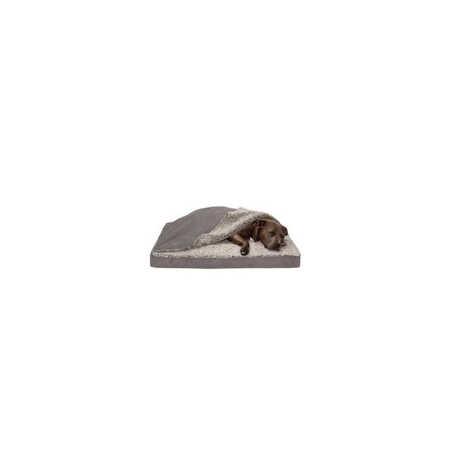 FurHaven Berber & Suede Blanket Top Cooling Gel Top Dog Bed - Espresso, Large