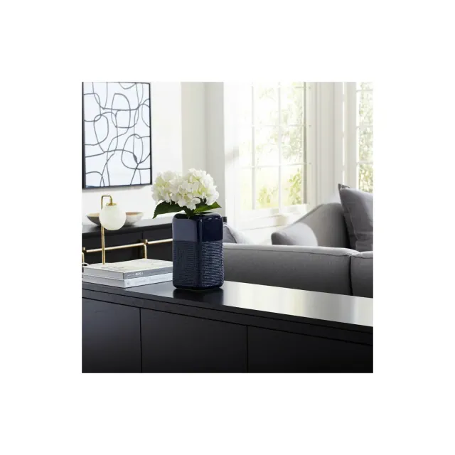 Modern Ceramic Ceramic Vase - Textured Decorative Flower Holder for Home, Office, Bedroom, or Living Room - Stylish Minimalist Design - 10" Blue