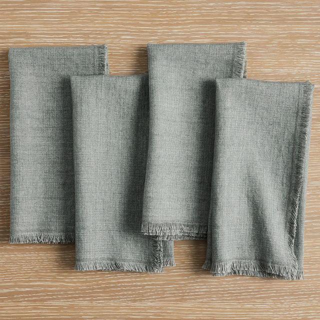 Frayed Linen Napkins, Set of 4 - Sage
