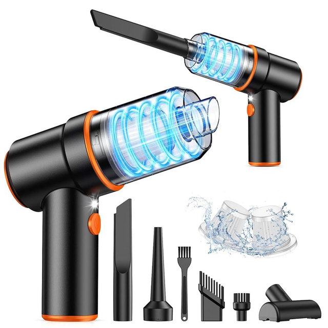 KMM Handheld Car Vacuum Cleaner, 9000PA Vacuum Cleaner & Air Duster, 120W High Power Vacuum Portable Cordless, Hand Held Vacuum Rechargeable with Multi-Nozzles & LED Light for Home, Car, Office