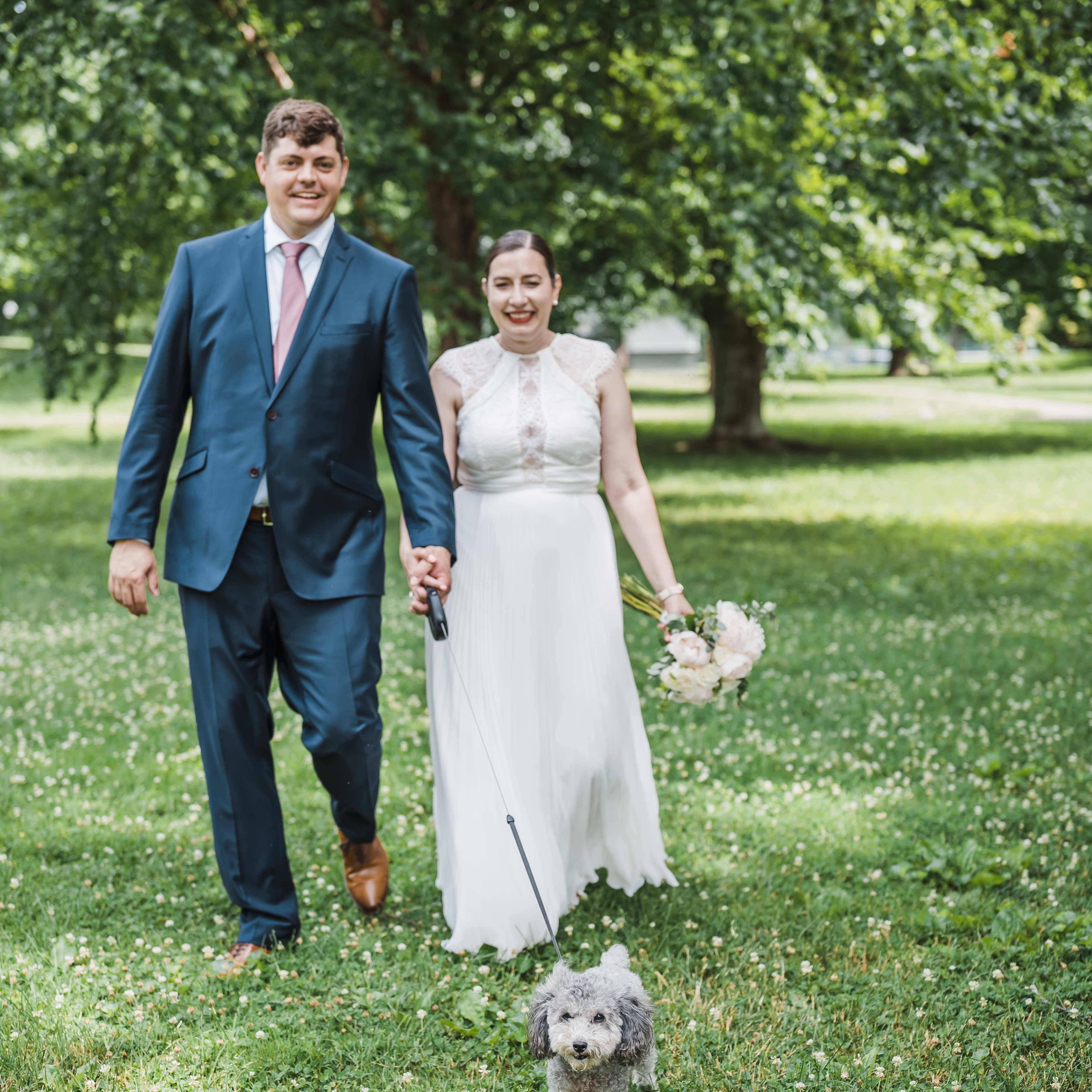Us after the wedding at Schiller Park.  Thank you @Exact Moments Photography!