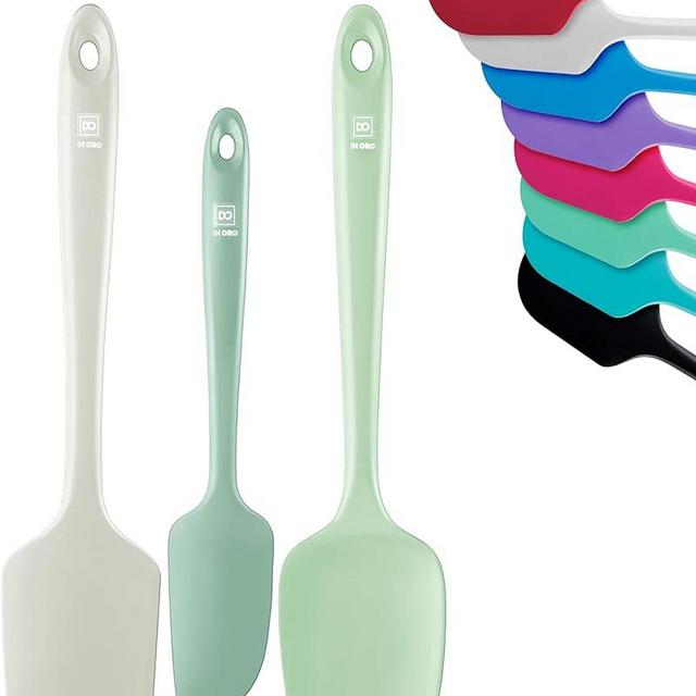 di Oro Living Silicone Spatula Set - Rubber Kitchen Spatulas for Baking, Cooking, & Mixing - 600°F Heat-Resistant & BPA Free Silicone Scraper Spatulas for Nonstick Cookware - Dishwasher Safe (Pastel)