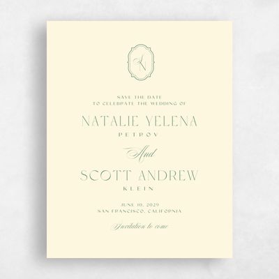 Cream, Yellow Wedding Save the Date - Korina Portrait