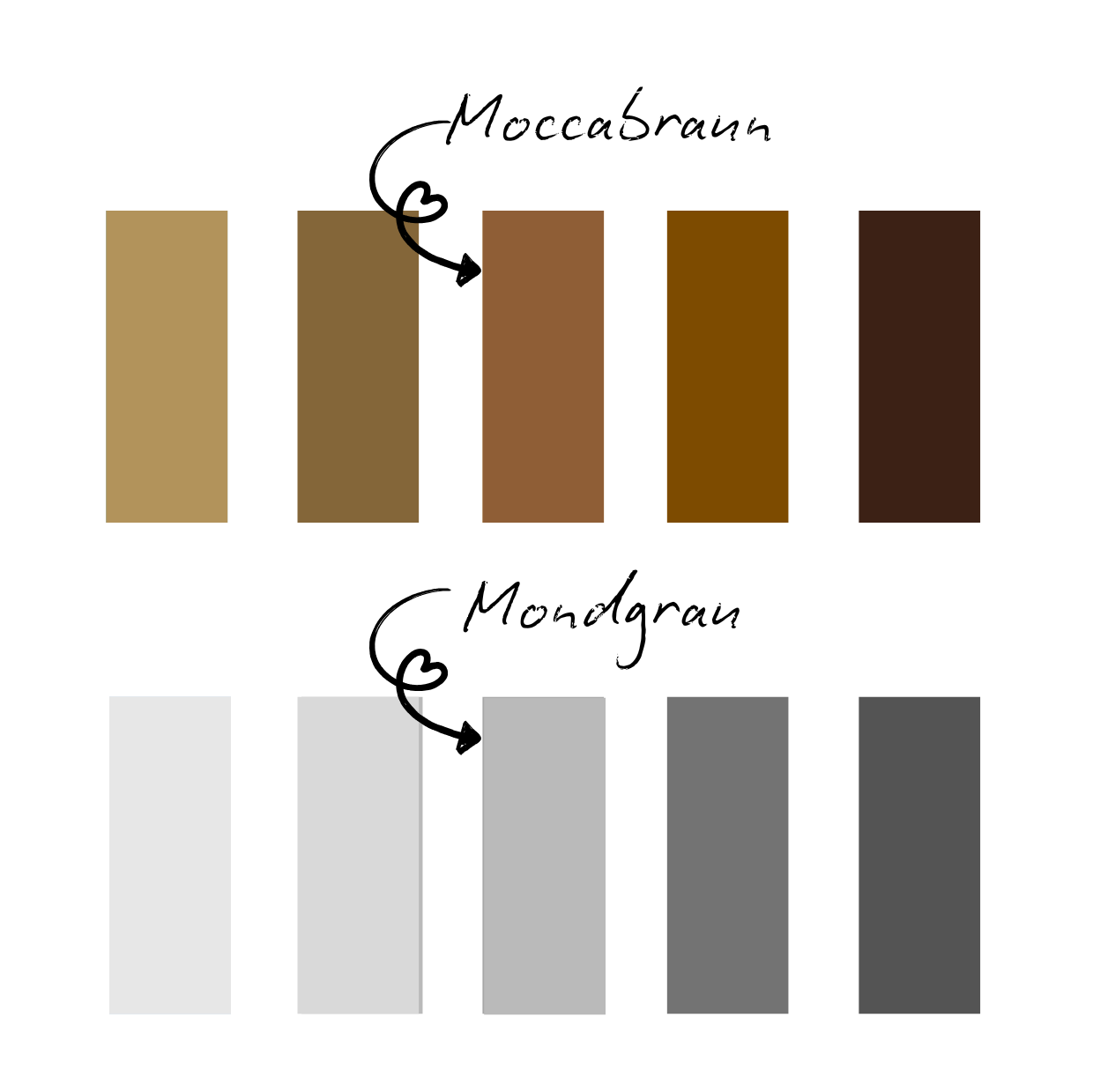 Farbpalette Moccabraun & Mondgrau