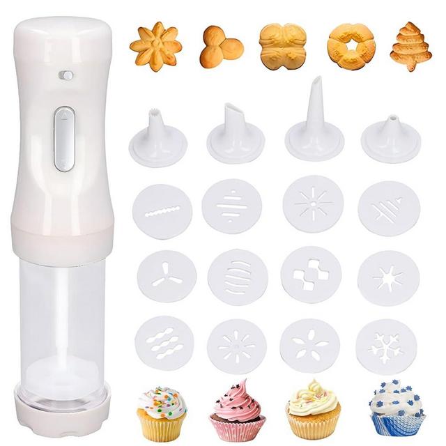 Yabound Cookie Press, Cookie Maker, Cookie Press Gun with 4 Piping Tips and 12 Cookie Discs, DIY Biscuit Maker Kit for Making and Decorating Cookies