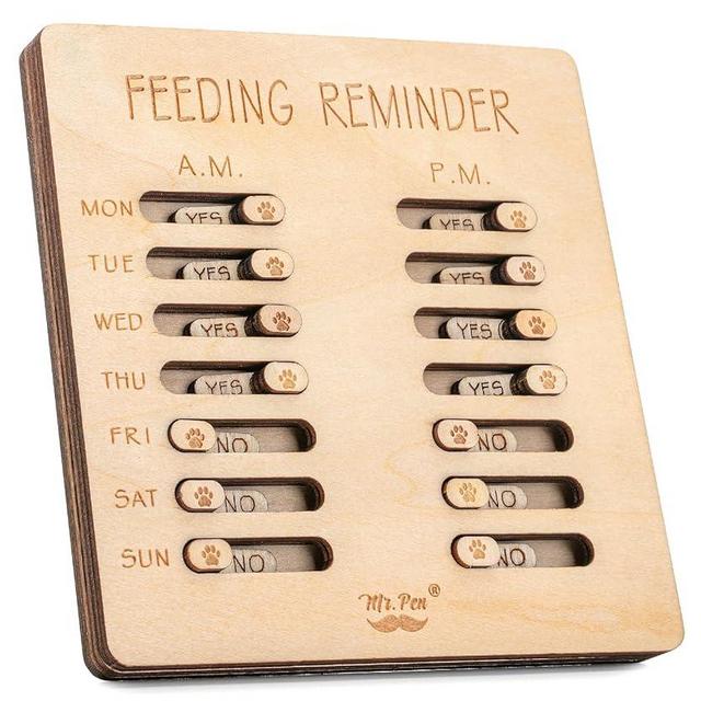 Mr. Pen- Dog Feeding Reminder, Wooden, AM/PM Daily Indication Chart, Pet Feeding Reminder, Dog Feeding Chart, Cat Feeding Chart, Pet Feeding Tracker, Feeding Chart Dog, Dog Feed Tracker