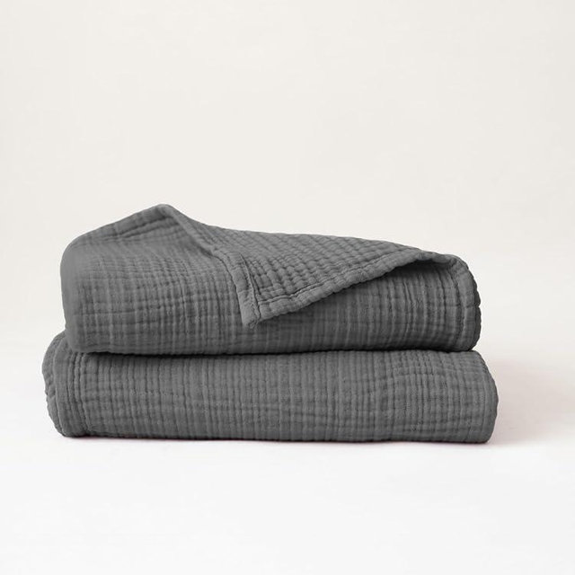 Viva Maison - Muslin Bath Towel Pack of 2 32"x67" Inch Large Size, 100% Turkish Cotton, Thin, Soft, Quick-Dry, Lint-Free Bath Towels (Dark Gray, Pack of 2 Bath Towels)